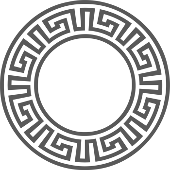 Greek round border. Circle meander frame with ancient ornament. Roman Mediterranean pattern decor. png