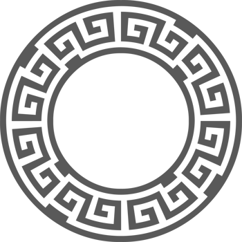 Greek round border. Circle meander frame with ancient ornament. Roman Mediterranean pattern decor. png