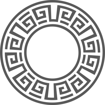 Greek round border. Circle meander frame with ancient ornament. Roman Mediterranean pattern decor. png