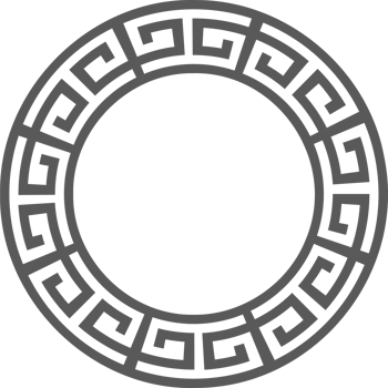 Greek round border. Circle meander frame with ancient ornament. Roman Mediterranean pattern decor. png