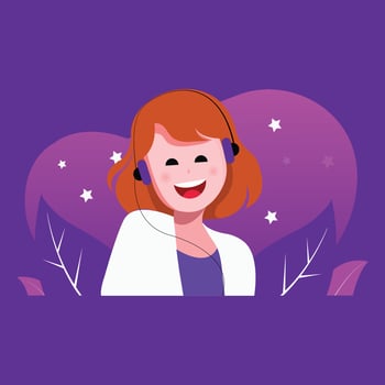 Beautiful girl listening to music with headphones and enjoy vector illustration.
