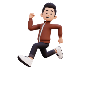 3d male character happy running png