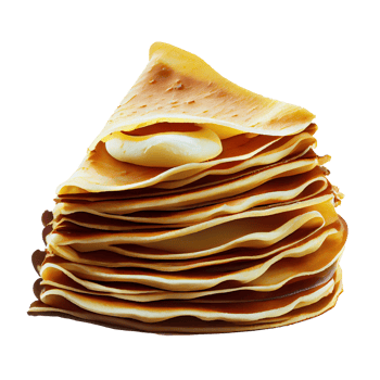Stack of crepes isolated on transparent background, created with png