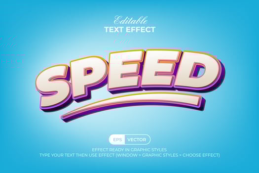 Speed text effect 3d colorful style. Editable text effect. vector