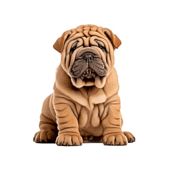 Shar pei puppy sitting on transparent background, created with png