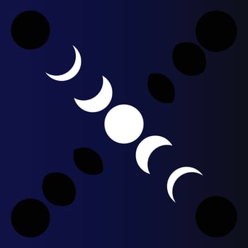 Moon phases, eclipse phases, crescent moon and eclipse, moon phases illustration vector, minimal style art, Arabic months moon, suitable for educational content and posters and web design and icons vector