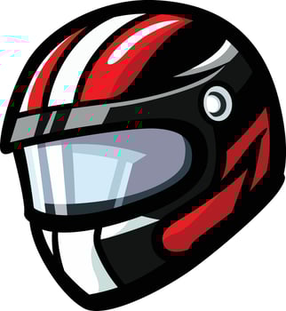 Protective motorsports safety helmet clip art vector illustration.