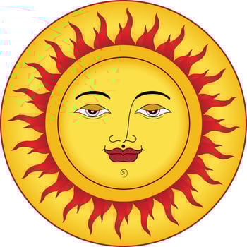Sun face calm elegant cartoon vector illustration