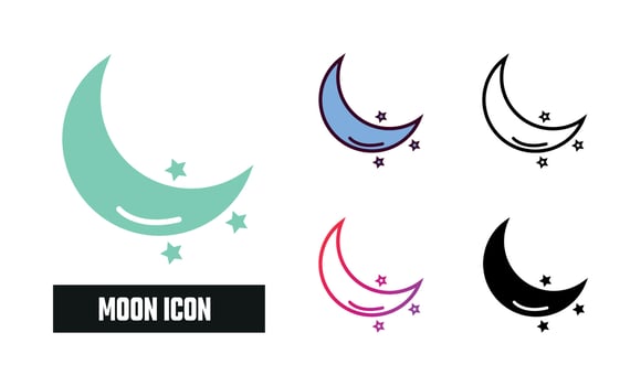Moon Icon Set Vector Illustration