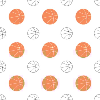 Basketball seamless pattern repeat with line seperated in white background for creative or print vector