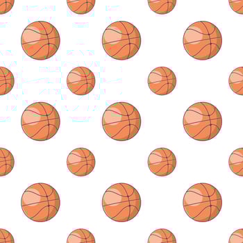Basketball pattern with orange color and white background in flat style for creative or print. Seamless repeat pattern vector