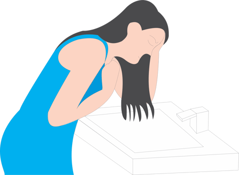 The women pregnancy with  morning sickness png