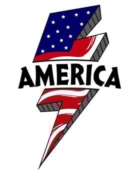 American thunder, lightning, America t-shirt design, America typography, 4th of July t-shirt design vector