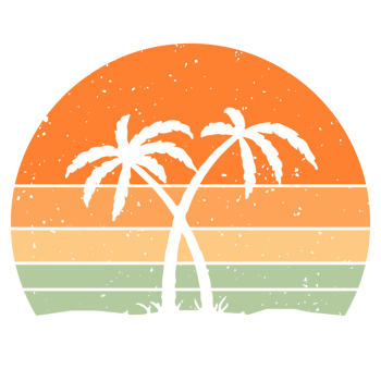 retro sunset, 80s style grunge striped sunsets. with summer beach png
