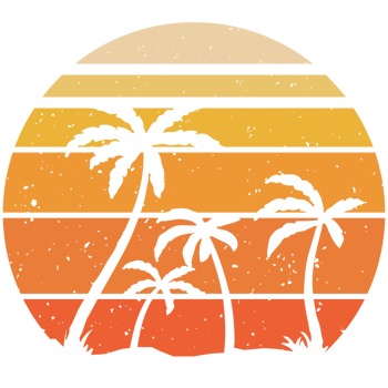 retro sunset, 80s style grunge striped sunsets. with summer beach png