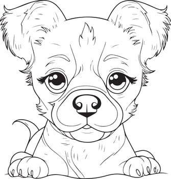 Cute Puppy dog illustration, dog coloring page for kids and adults, puppy mascot logo, puppy vector design