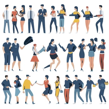 minimalist business people set. working employer set. businesspeople thinking working illustrated. vector