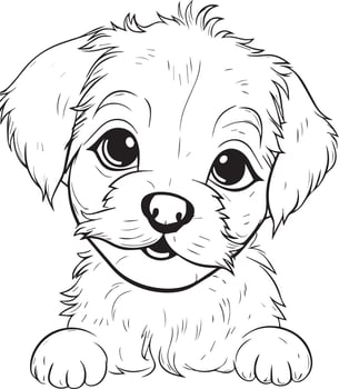 Cute Puppy dog illustration, dog coloring page for kids and adults, puppy mascot logo, puppy vector design