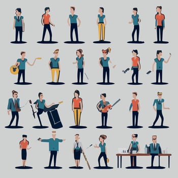 minimalist business people set. working employer set. businesspeople thinking working illustrated. vector