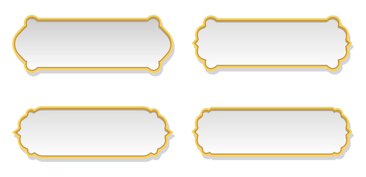 Collection of luxury golden arabic islamic text box title frame border banner ornamental background vector