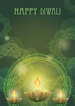 Happy Diwali Vector Background Illustration With Text Space.