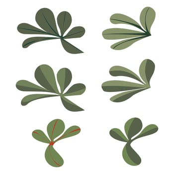 Set of watercolor green leaves elements. Collection botanical vector isolated on white background suitable for Wedding Invitation, save the date, thank you, or greeting card.