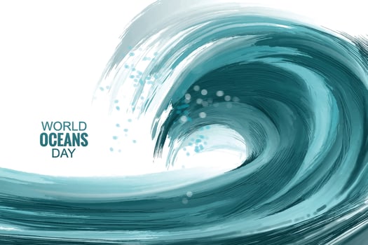 Powerful blue ocean wave background vector