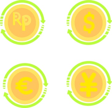 currency cashback, rupiah dollar euro yuan yen. Suitable for promotion in online stores vector