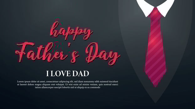 Father's Day poster or banner template with the symbol of Dad tie vector