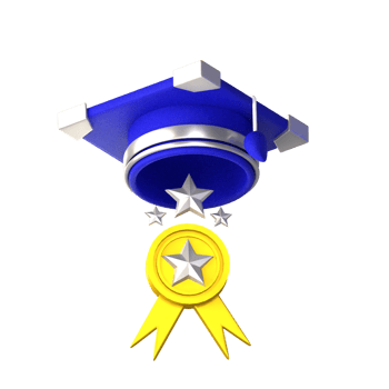 3d icon graduation gown and medal png