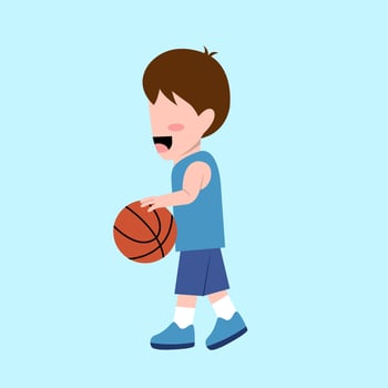 Little Boy Playing Basketball vector
