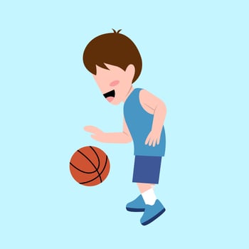 Little Boy Playing Basketball vector
