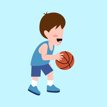 Little Boy Playing Basketball vector