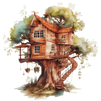 tree house cottage watercolor png