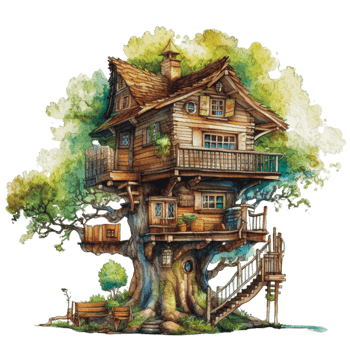 tree house cottage watercolor png