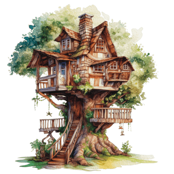 tree house cottage watercolor png