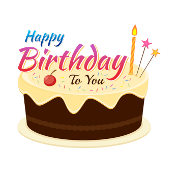 Happy birthday to you icon with cake greeting card sticker png