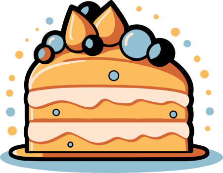 delicious cake in flat line art style png