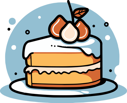 delicious cake in flat line art style png