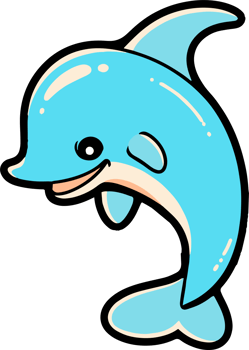 Hand Drawn cute dolphin in doodle style png
