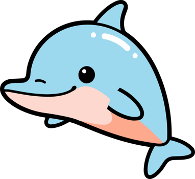 Hand Drawn cute dolphin in doodle style png