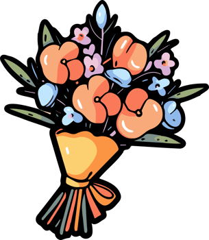 Hand Drawn flower bouquet in doodle style png
