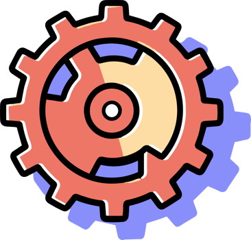 Hand Drawn science cog in doodle style png