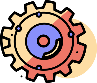 Hand Drawn science cog in doodle style png