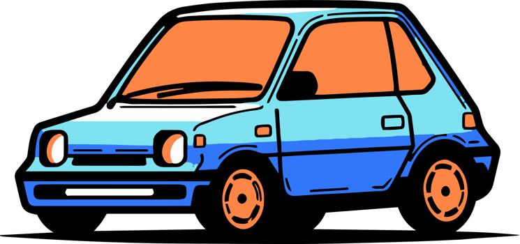 sedan car in flat line art style png