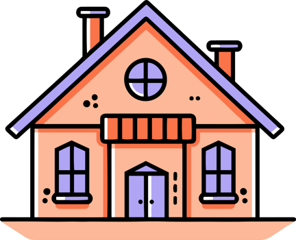 lovely house in flat line art style png