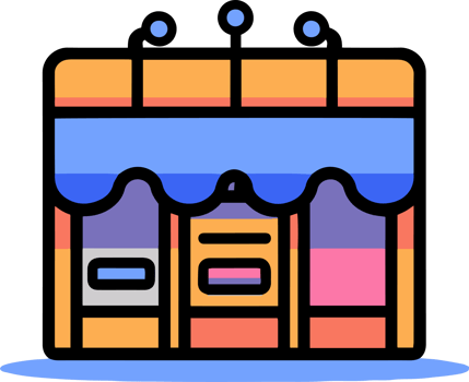shop front in flat line art style png