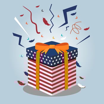 gift box american independence day design vector