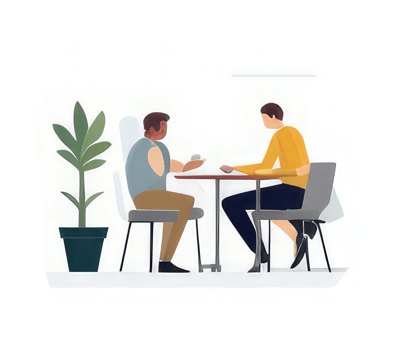 People working in the office, sitting at the desk . png