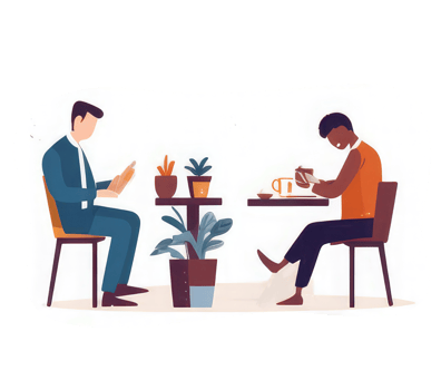 People working in the office, sitting at the desk . png